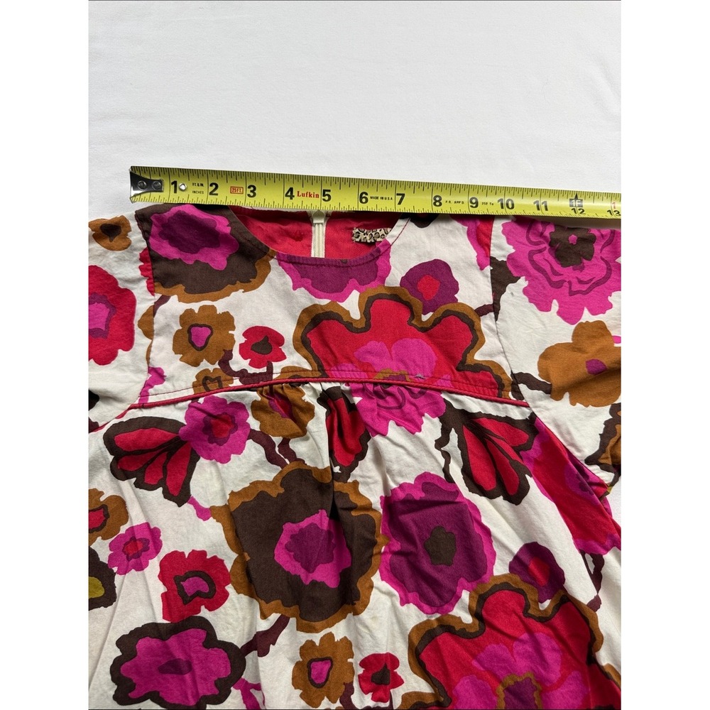 Pink Chicken Floral Dress Kids 8Y Multicolor Retro A-Line Boho Cotton - Picture 9 of 14